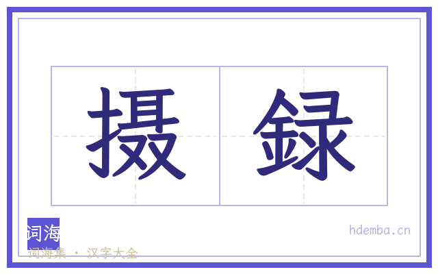 摄録的书法字