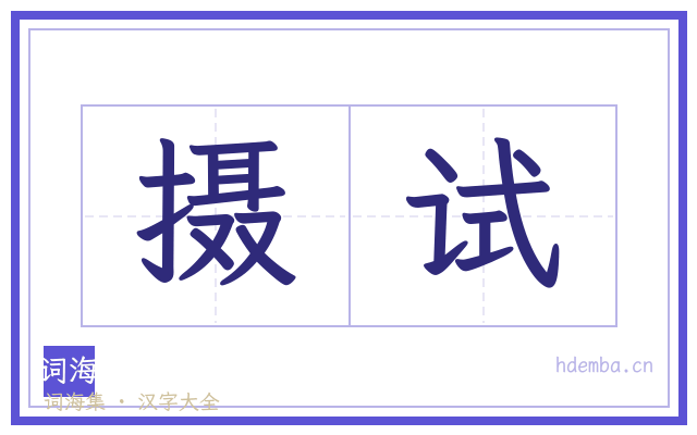摄试的书法字