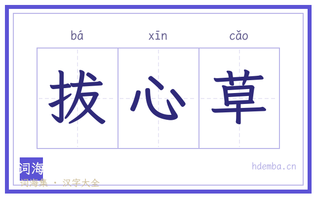 拔心草的书法字