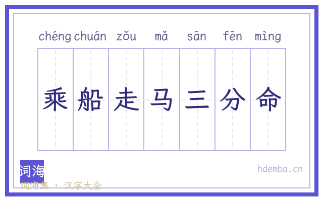 乘船走马三分命的书法字