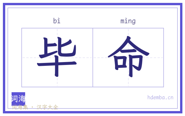 毕命的书法字