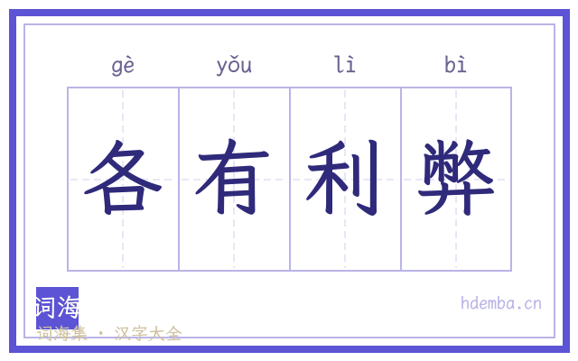 各有利弊的书法字