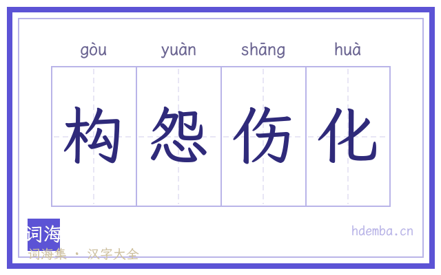 构怨伤化的书法字