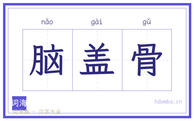 脑盖骨的书法字