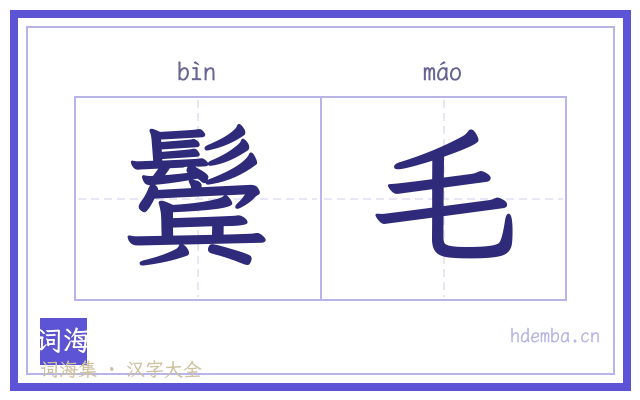 鬓毛的书法字